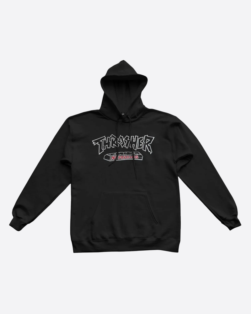 Grey and black thrasher hoodie online