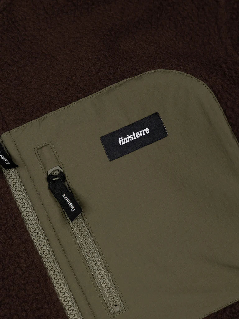 Finisterre Bolster Full Zip Fleece-Burnt Umber/Olive