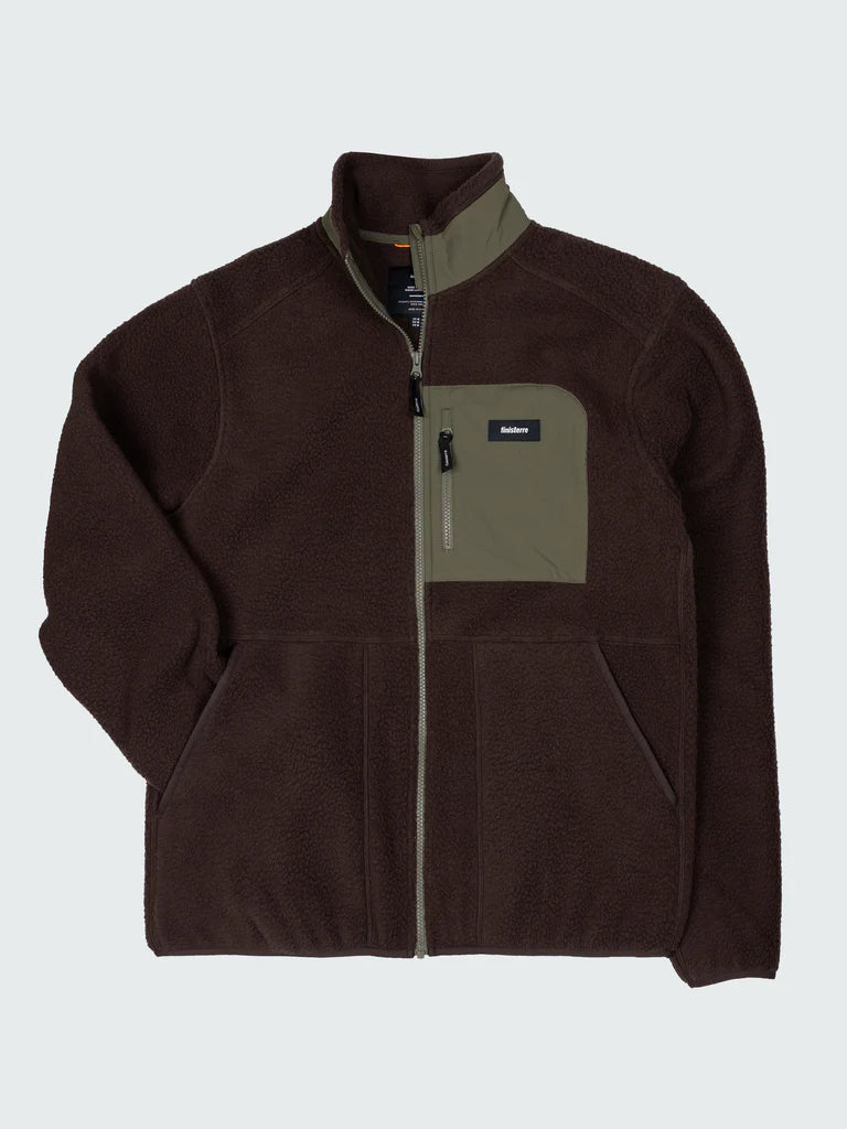 Finisterre Bolster Full Zip Fleece-Burnt Umber/Olive