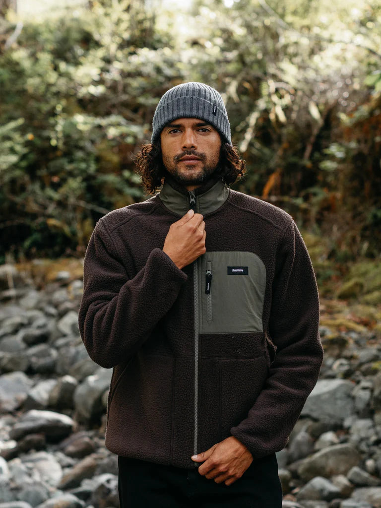 Finisterre Bolster Full Zip Fleece-Burnt Umber/Olive