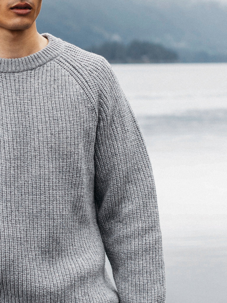 Finisterre Mens  Mora Knit Jumper-Grey Blue