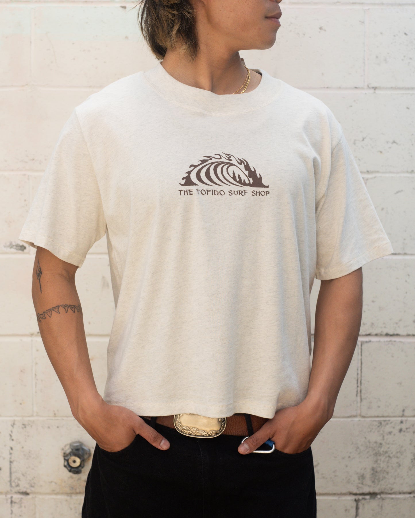 Storm Classic Wave Cropped Tee - Natural Heather