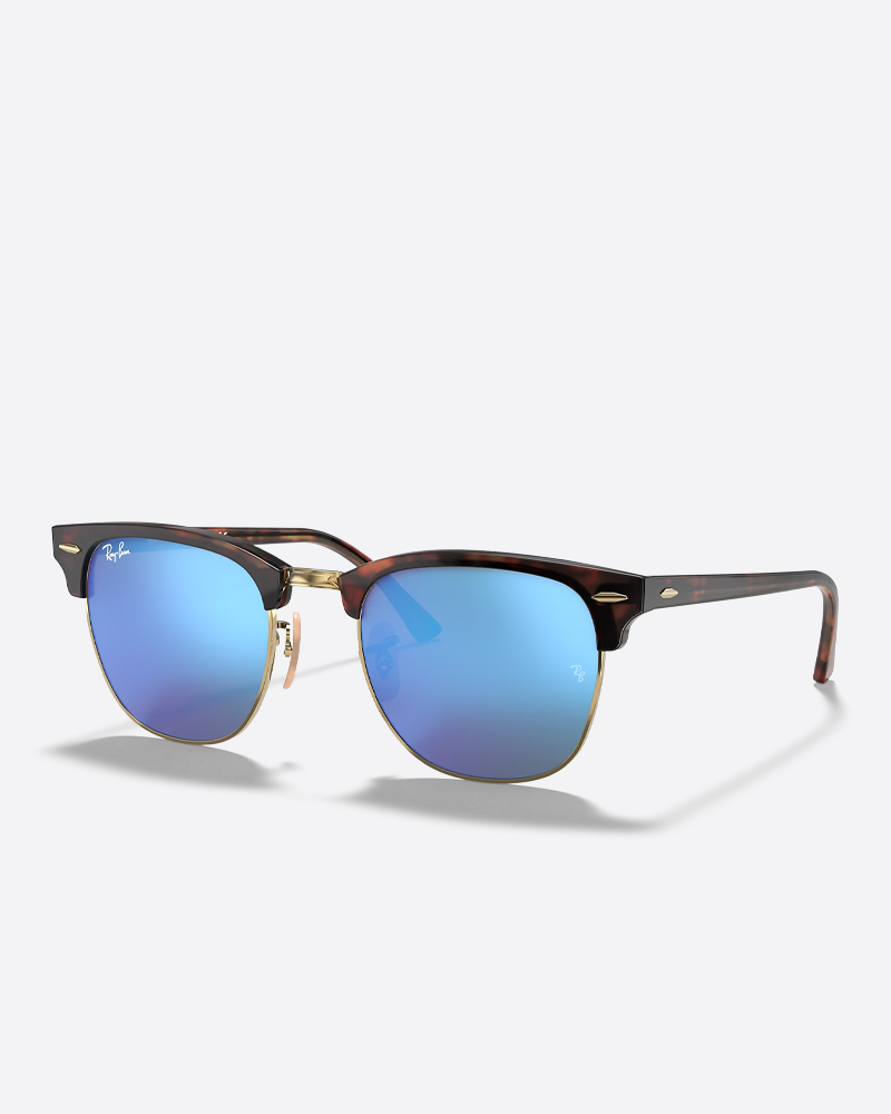 Ray-Ban Clubmaster Sunglasses - Havana/Blue Mirror