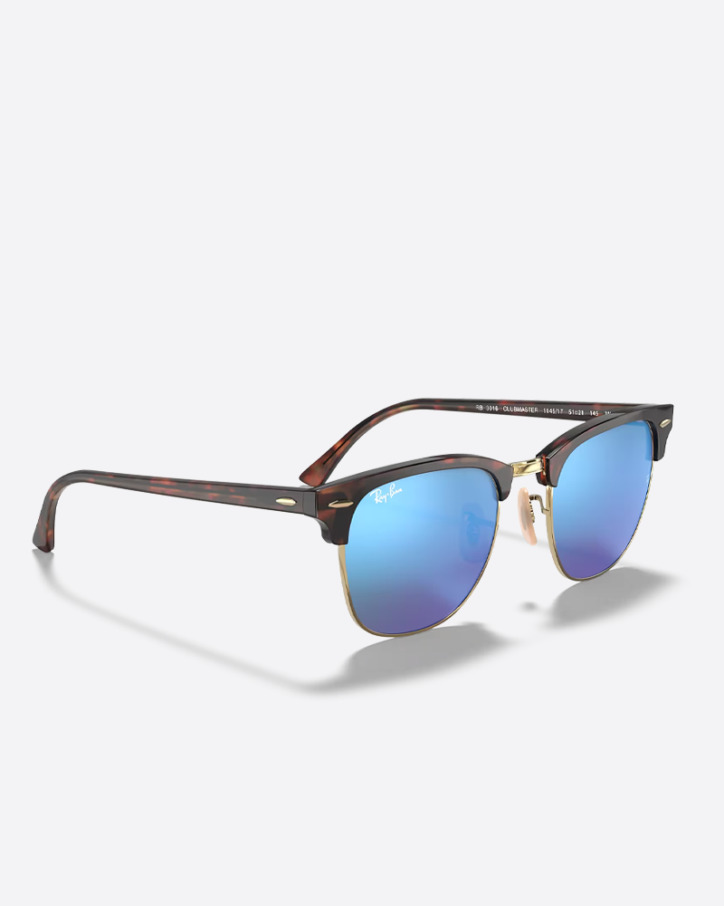 Ray-Ban Clubmaster Sunglasses - Havana/Blue Mirror