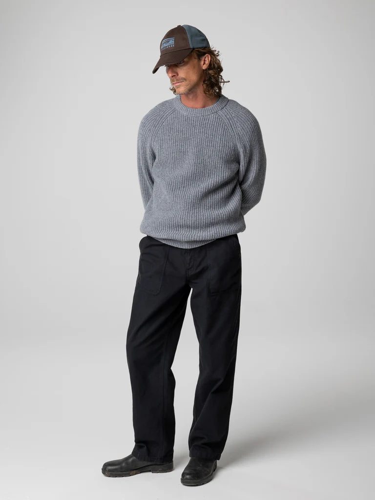 Finisterre Mens  Mora Knit Jumper-Grey Blue