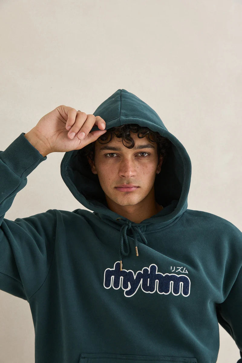 Rhythm Applique Fleece Hoodie - Dark Pine