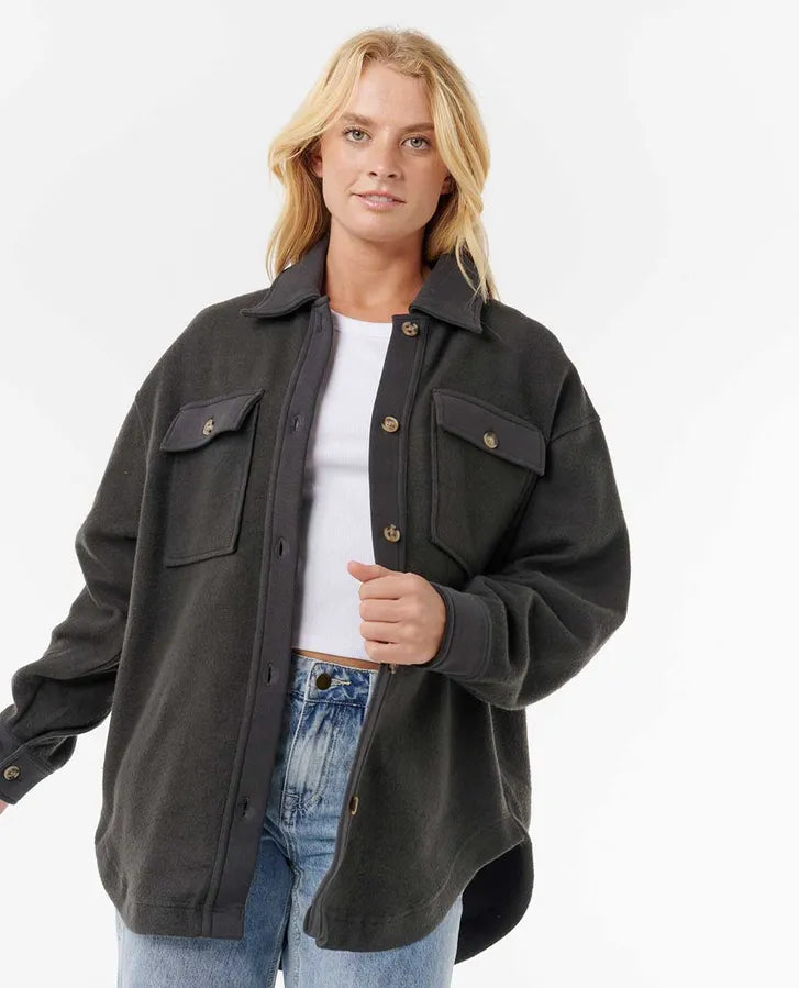 Ripcurl High Tide Fleece Shacket - Washed Black