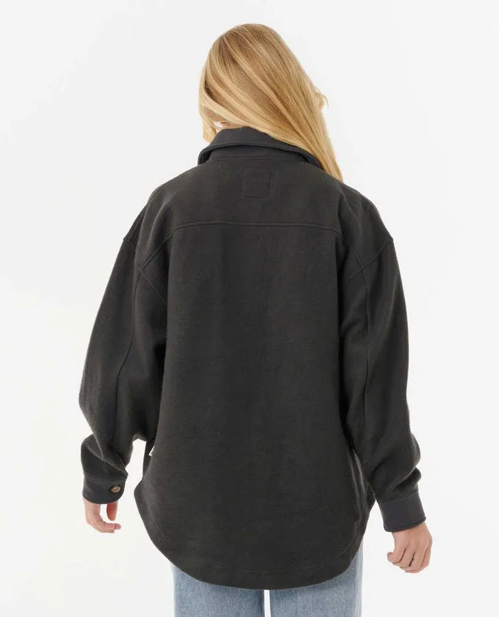Ripcurl High Tide Fleece Shacket - Washed Black