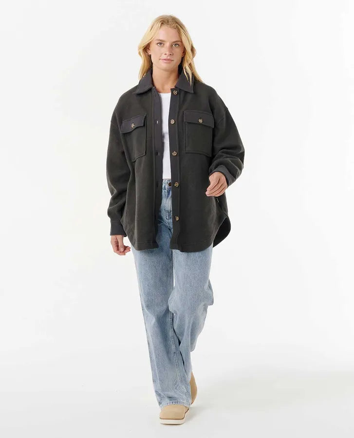 Ripcurl High Tide Fleece Shacket - Washed Black