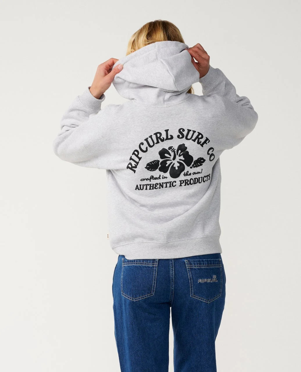 Rip Curl Surf Puff Relaxed Hood - Grey Marle/Black