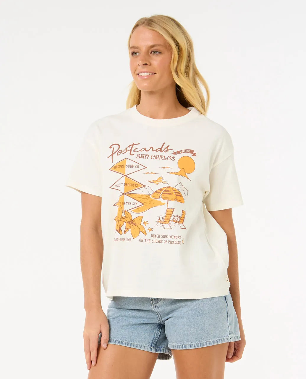 Rip Curl Postcards Relaxed Tee Bone