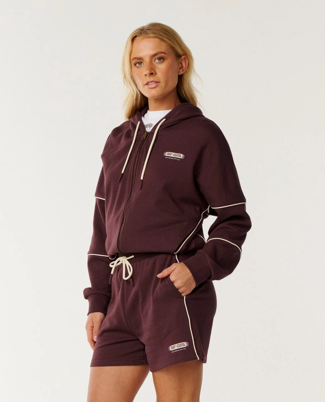 Rip Curl Since 1969 Drop Shoulder Zip Sweater - Fudge