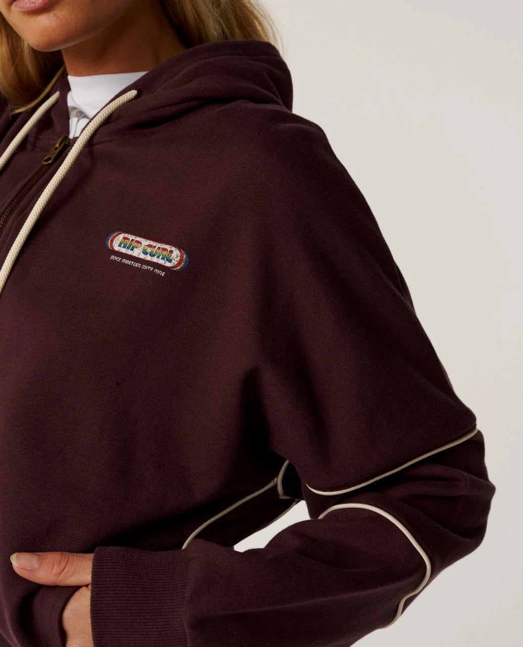 Rip Curl Since 1969 Drop Shoulder Zip Sweater - Fudge