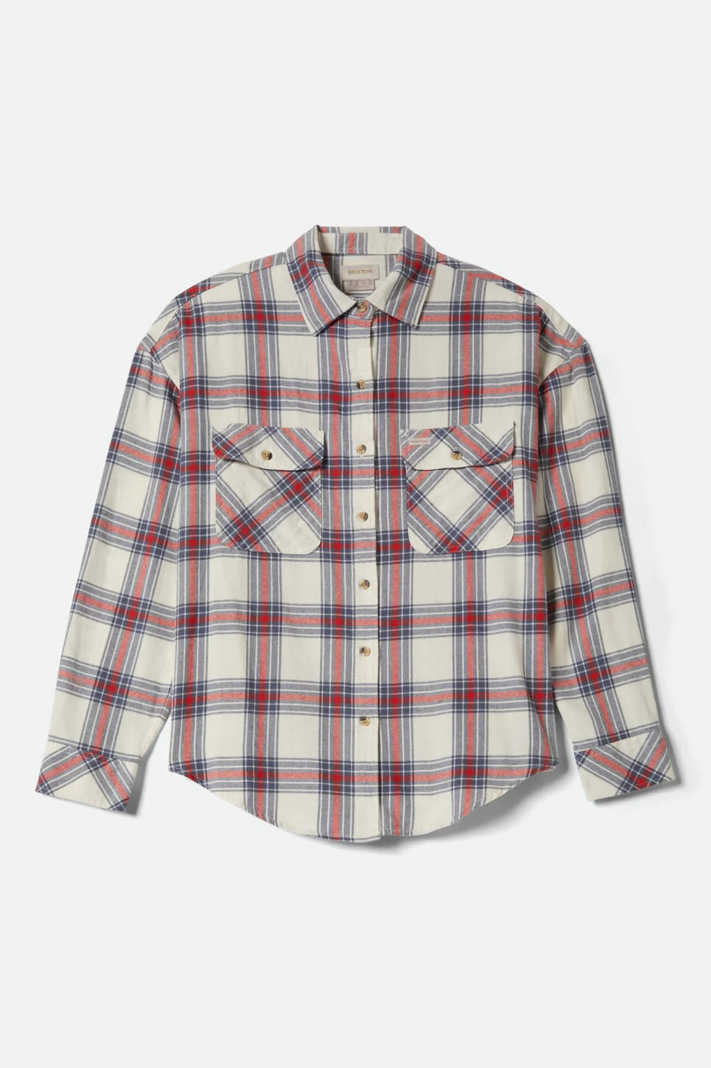 Brixton Womens Bowery Vintage Overshirt - Off White/ Berring Sea/ Red