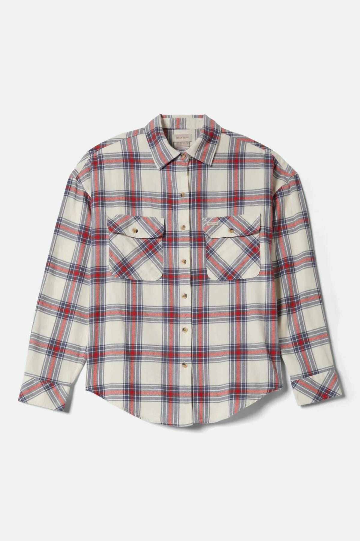 Brixton Womens Bowery Vintage Overshirt - Off White/ Berring Sea/ Red