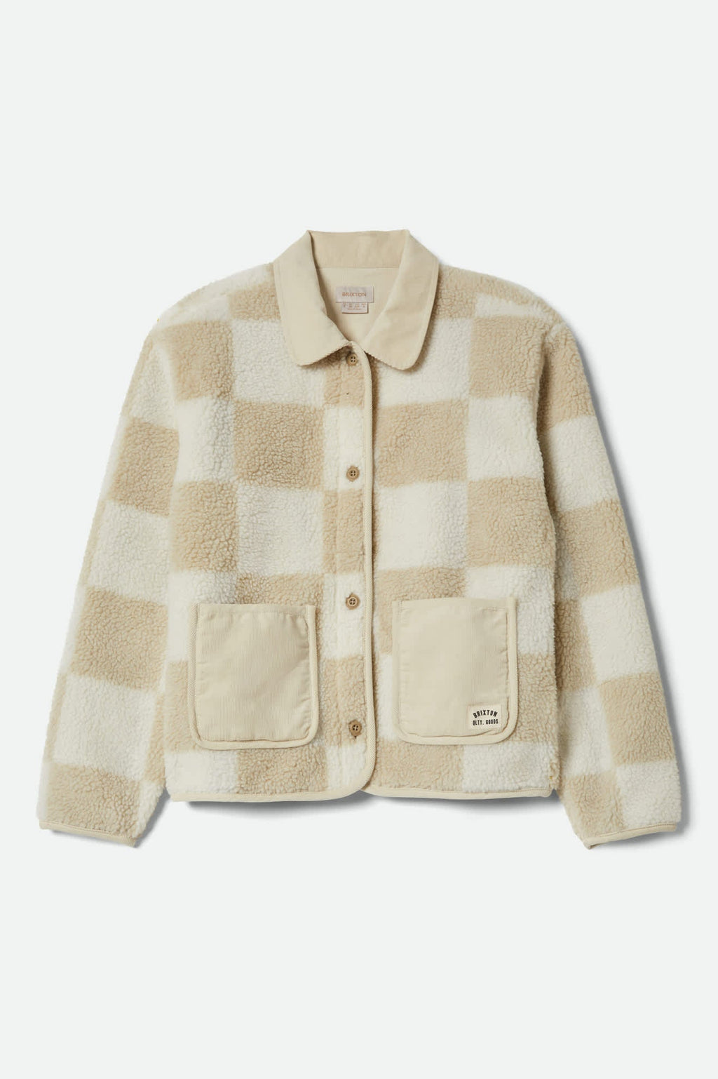 Brixton Delilah Sherpa Jacket- White/Natural Finish Line Checker