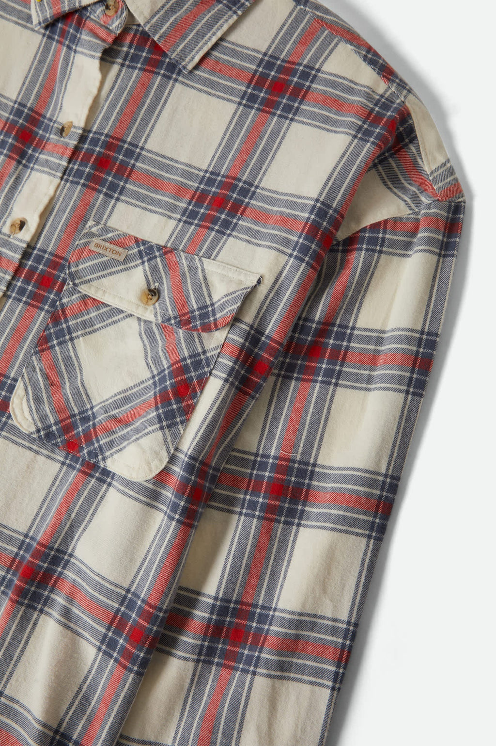 Brixton Womens Bowery Vintage Overshirt - Off White/ Berring Sea/ Red