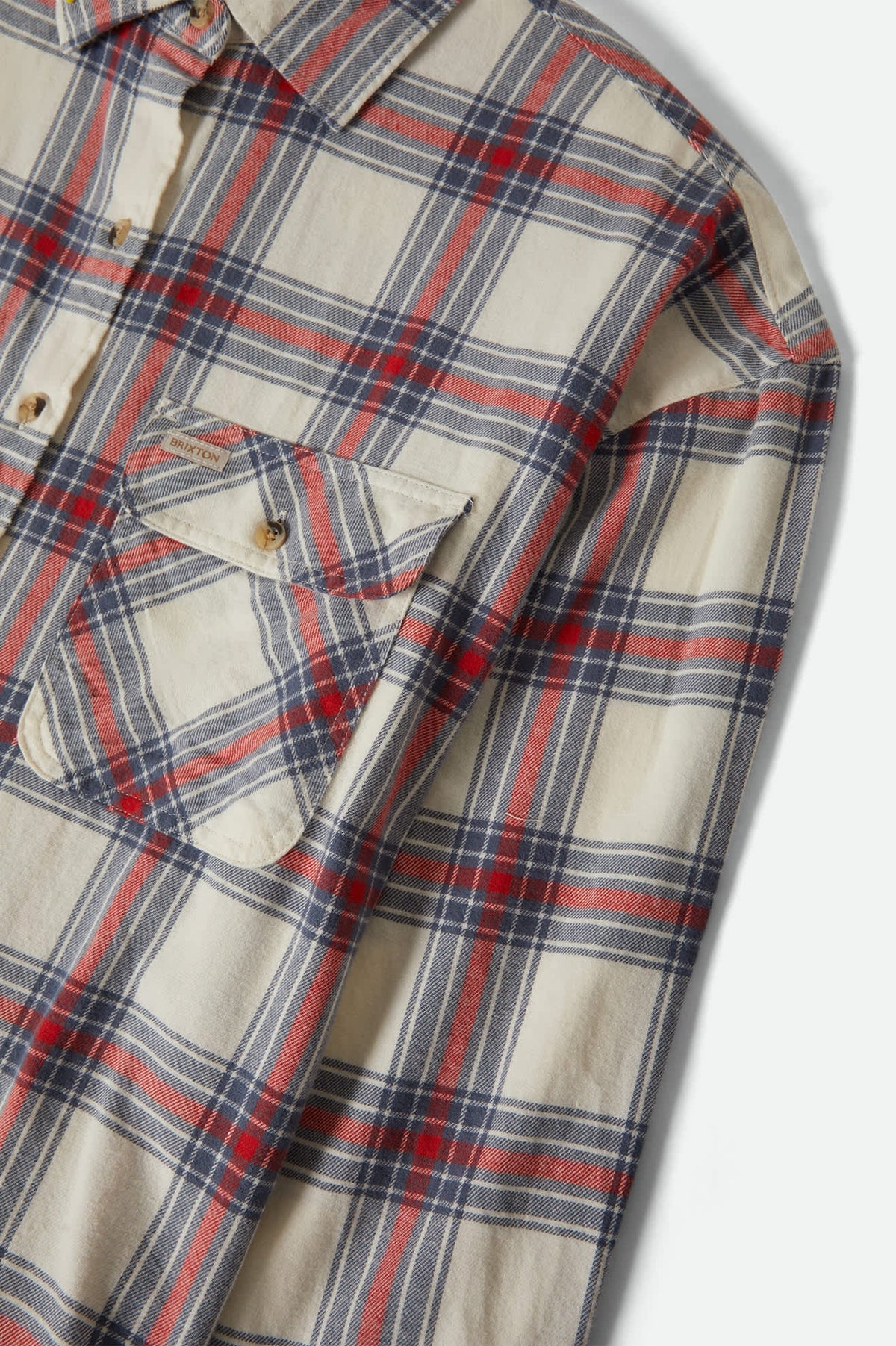 Brixton Womens Bowery Vintage Overshirt - Off White/ Berring Sea/ Red