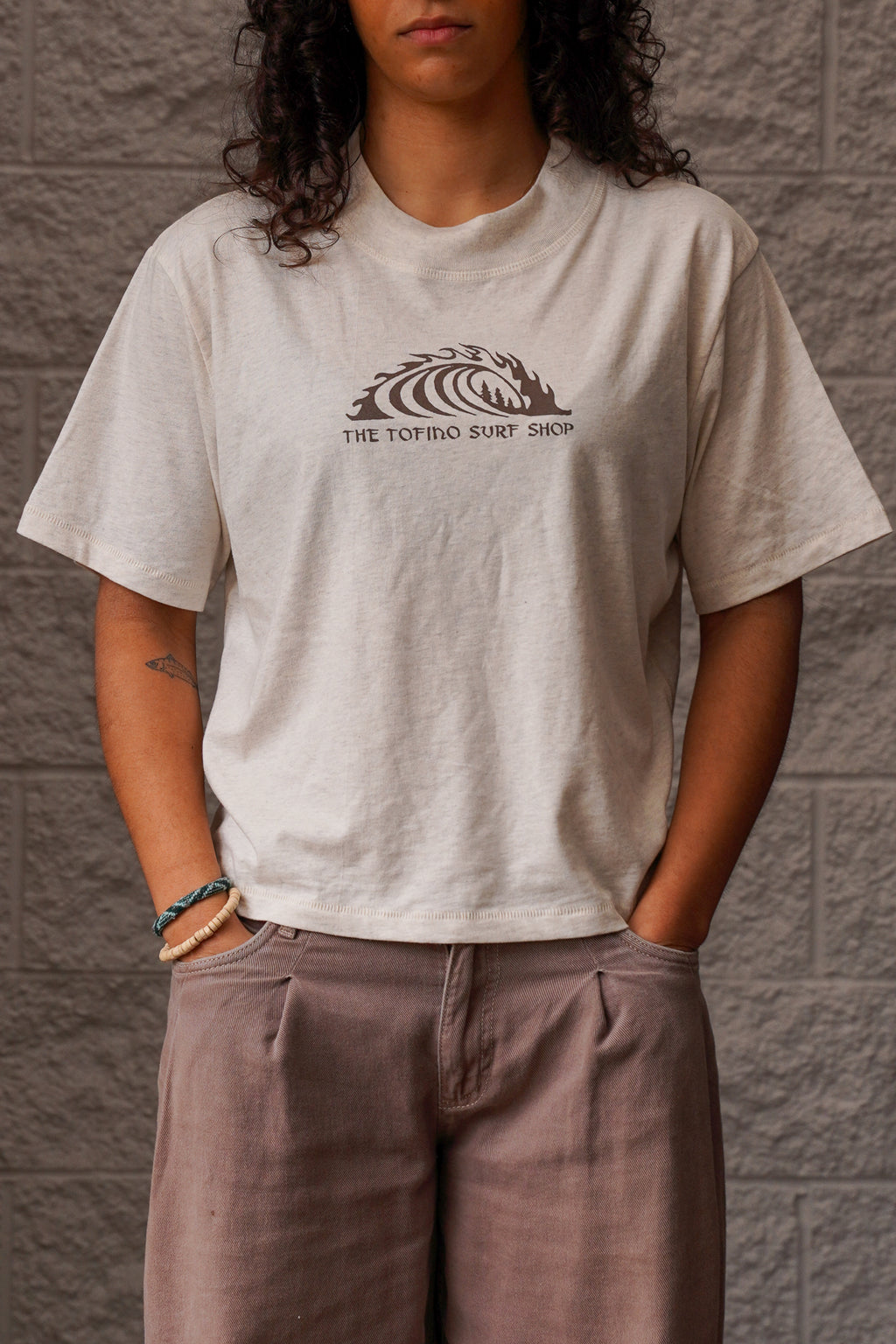Storm Classic Wave Cropped Tee - Natural Heather