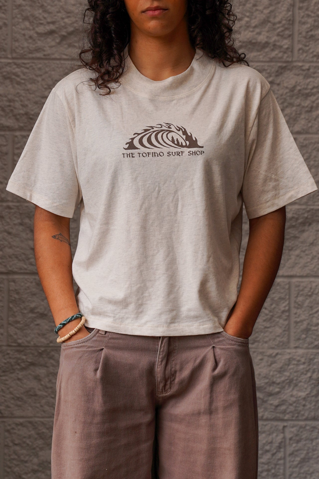 Storm Classic Wave Cropped Tee - Natural Heather