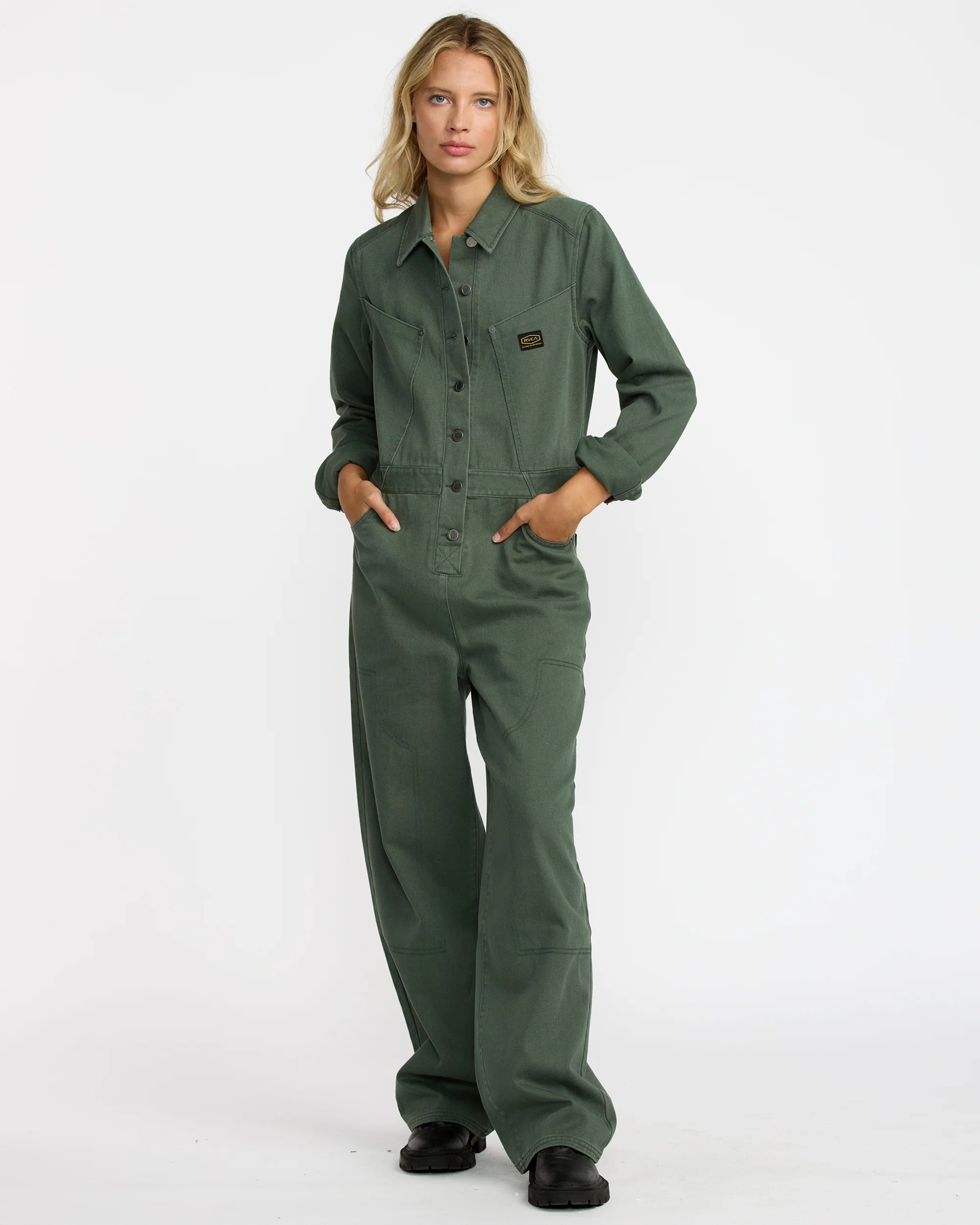 RVCA Dayshift L/S Boiler Suit - Fir Green