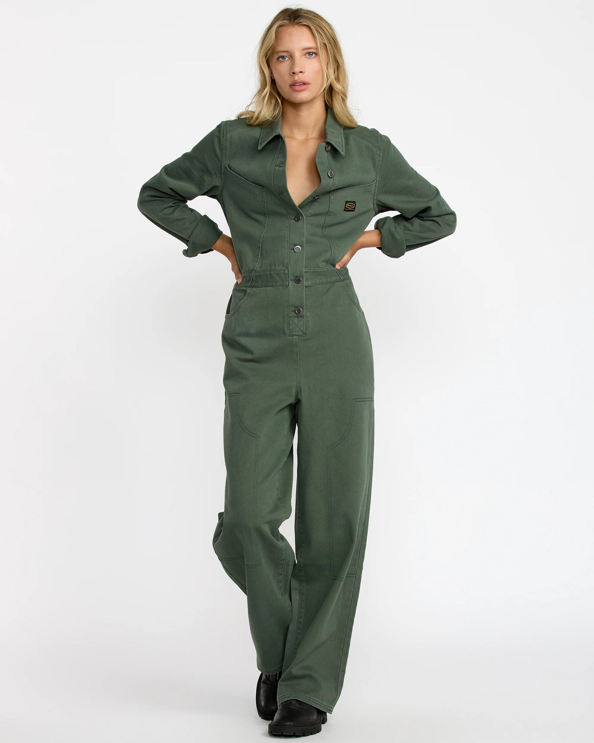 RVCA Dayshift L/S Boiler Suit - Fir Green