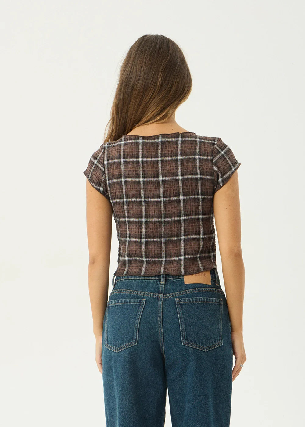 Afends Hemp Reverie Seersucker Top - Coffee Check