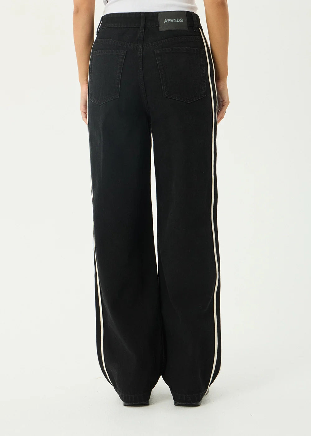 Afends Bella Denim Wide Leg Baggy Jean - Washed Black