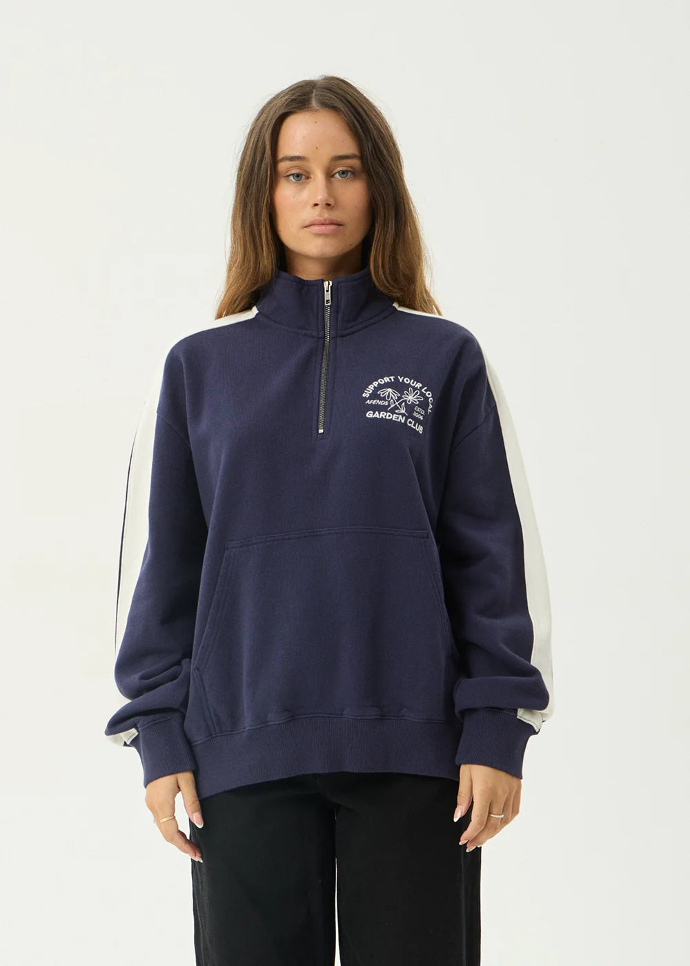 Afends Garden Recycled Quarter Zip - Deep Sea