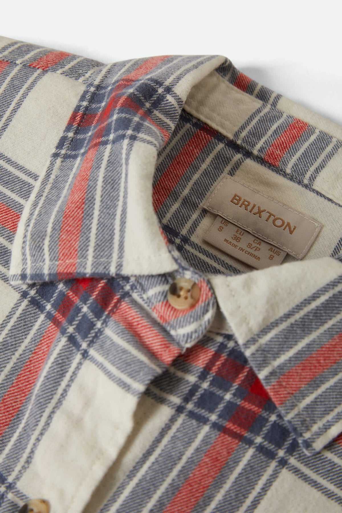 Brixton Womens Bowery Vintage Overshirt - Off White/ Berring Sea/ Red