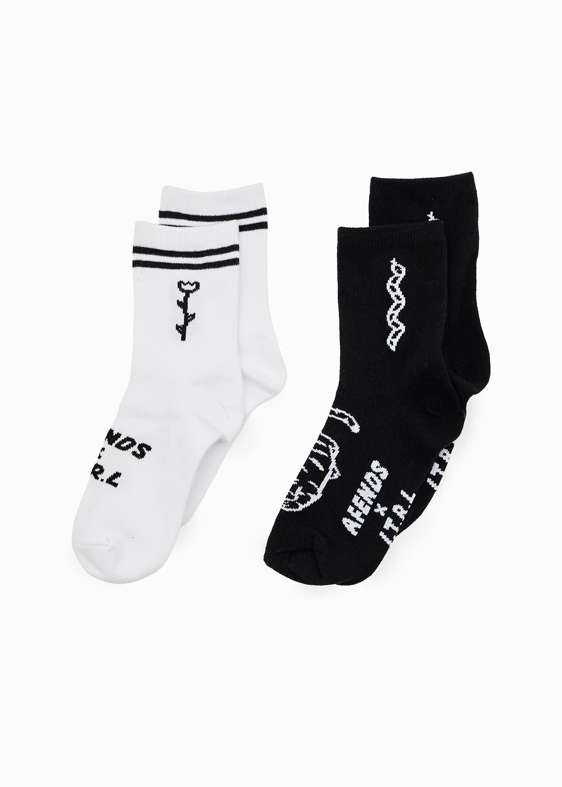Afends Double Vision Two Pack Socks - Black/White