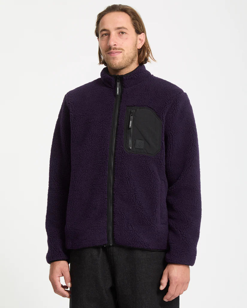 Volcom Mens Muzzer Fuzzar Zip - Dark Purple