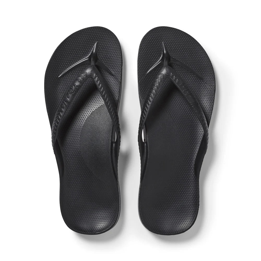 Archies Arch Support Flip Flops - Black