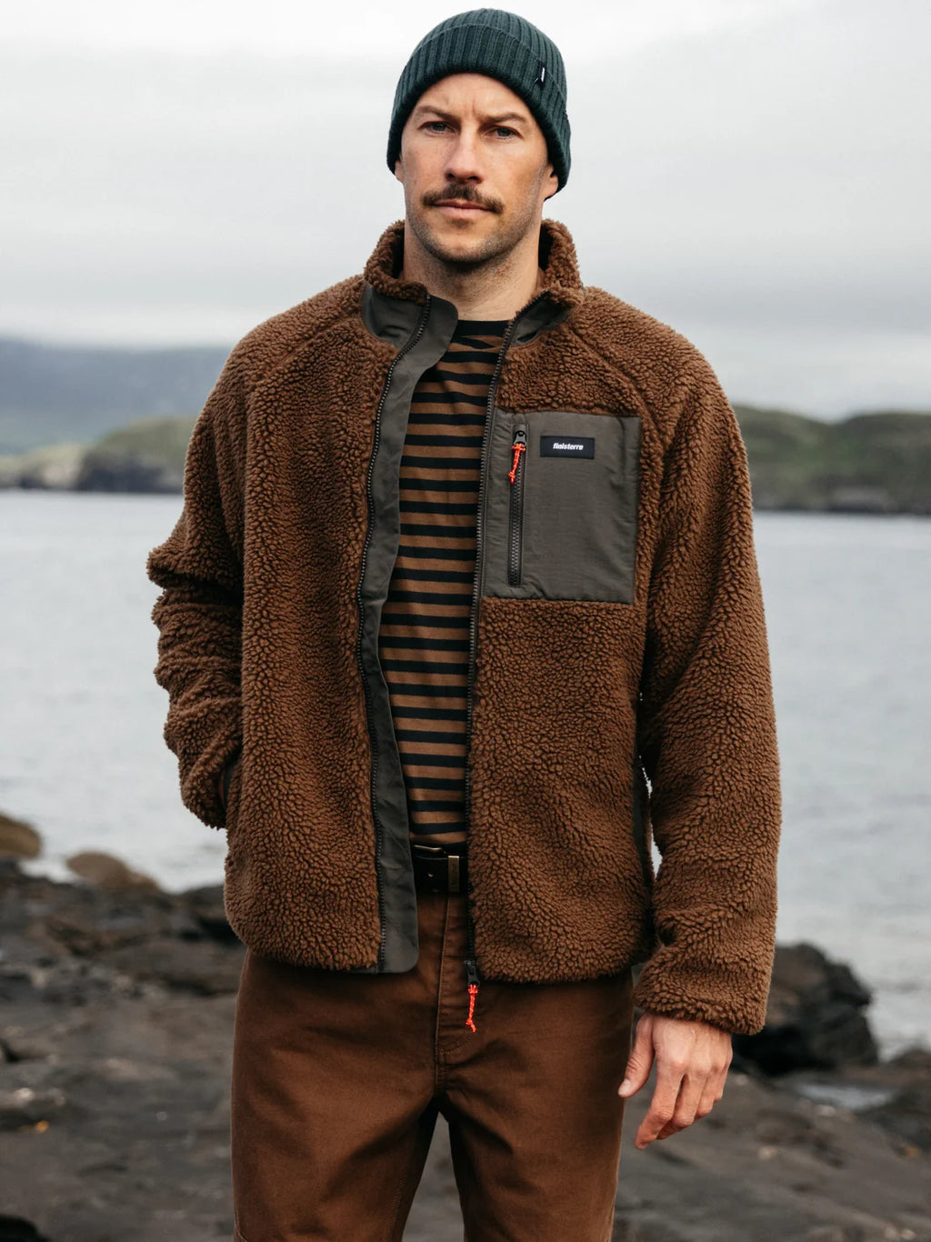 Finisterre Offshore Fleece Full Zip - Acorn Brown/Raven