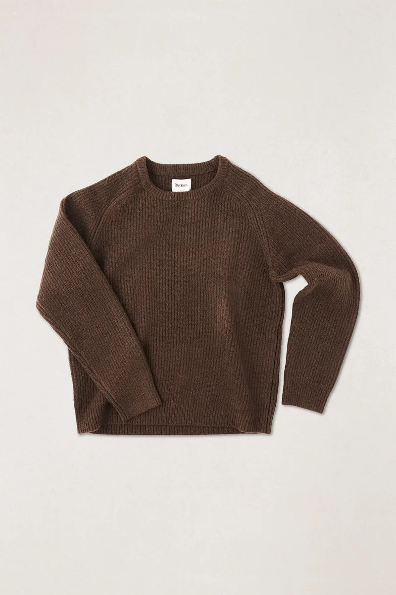 Rhythm Vintage Waffle Knit Sweater - Chocolate