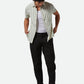 Brixton Cru Stripe S/S Woven - Beige/Pine/Aquatic