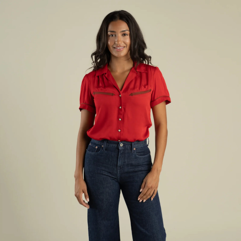 Sendero Cheyenne Western Blouse - Crimson