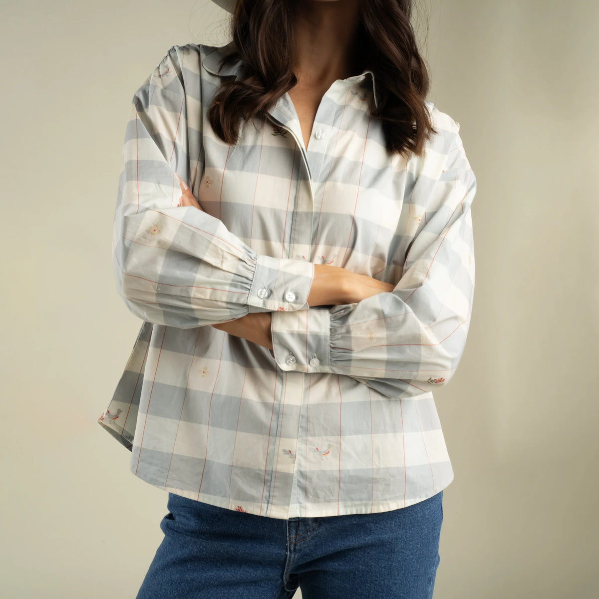 Sendero Helena Button Down Paisano Check - Opal