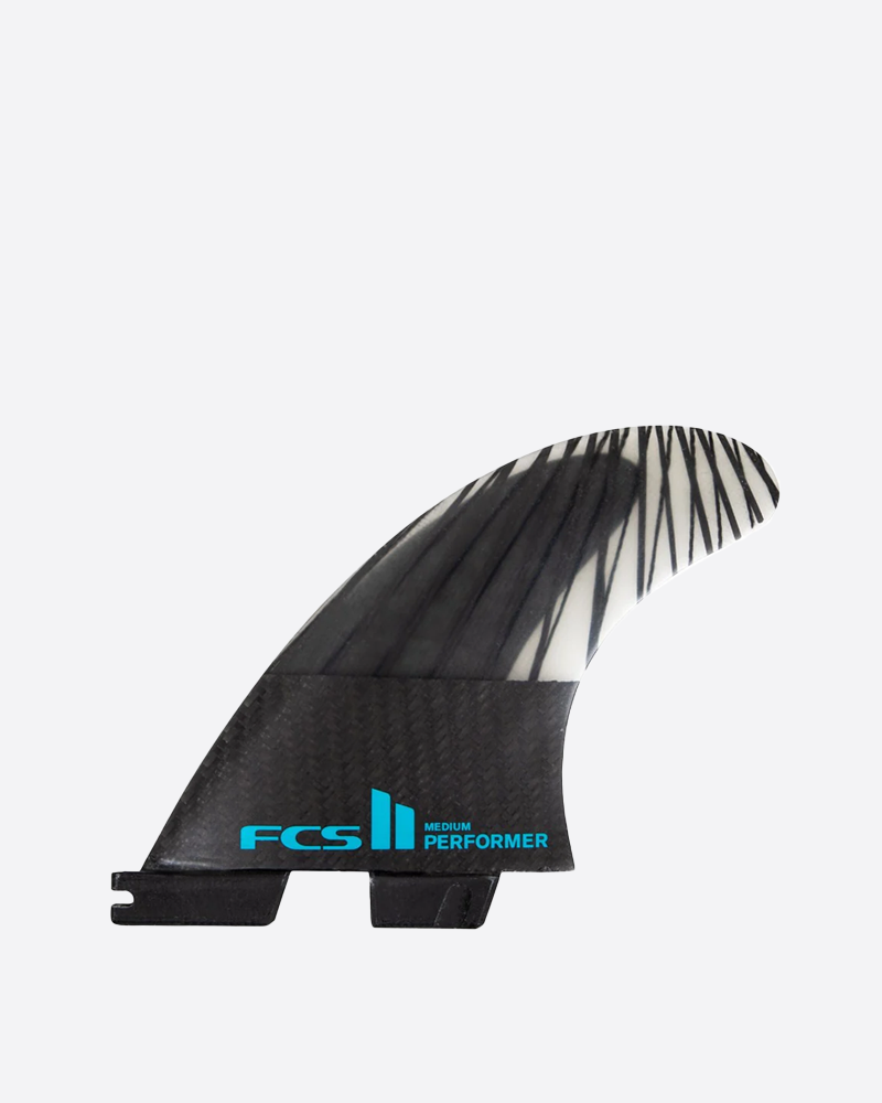 FCS II Performer PC Carbon Black/Teal Tri Fins