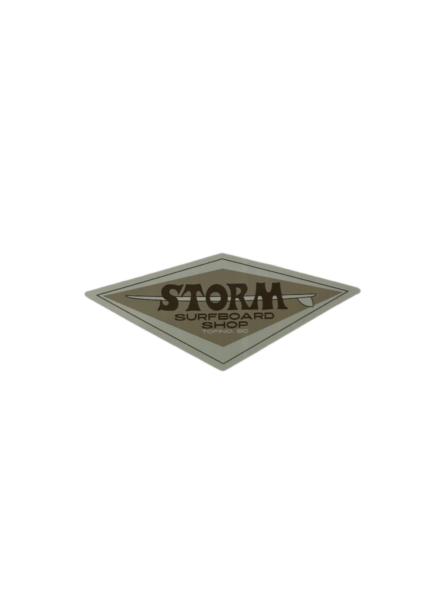 Storm Diamond Surfboard Shop Sticker Brown