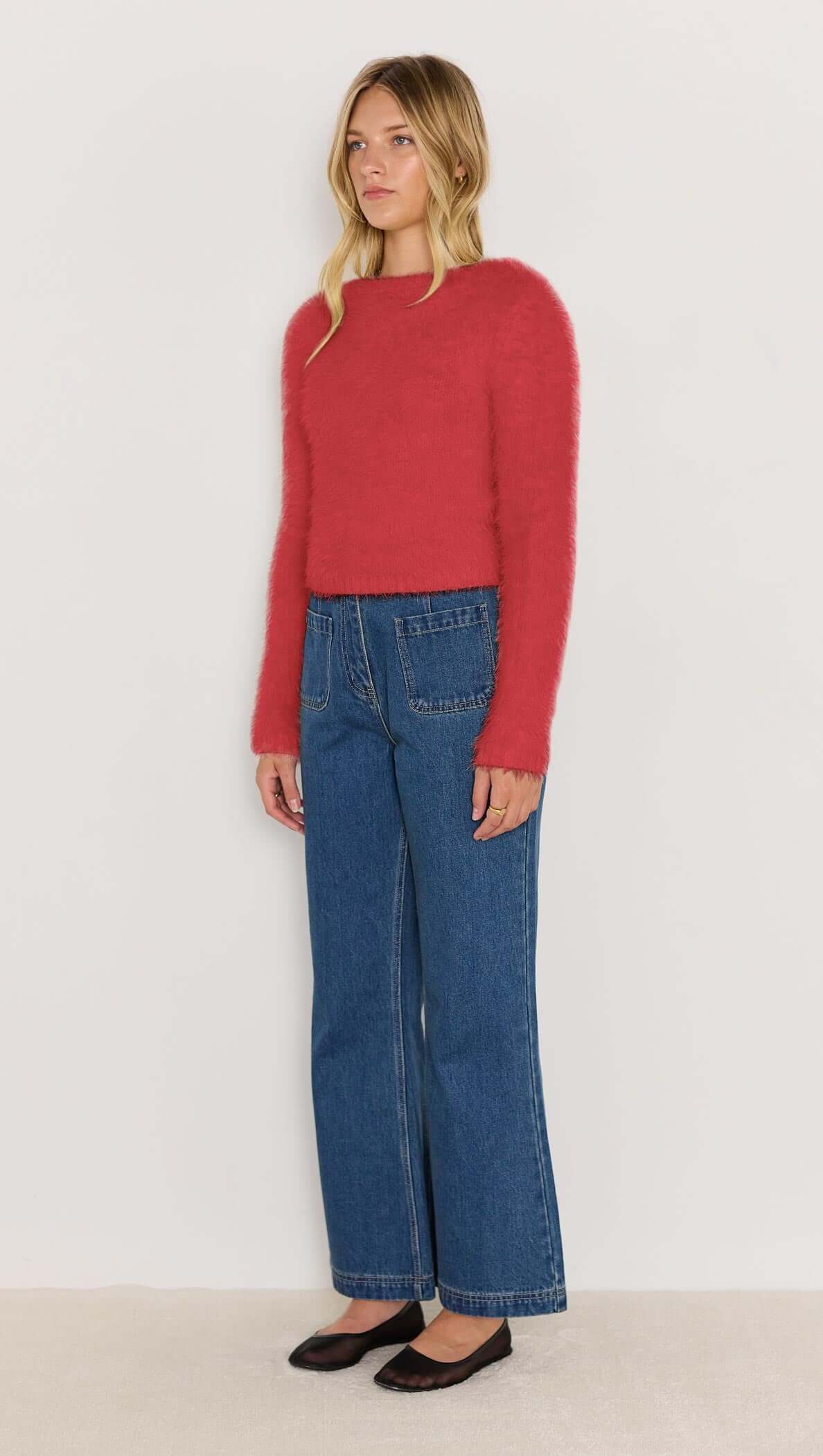 MinkPink Irena Fluffy Sweater - Red