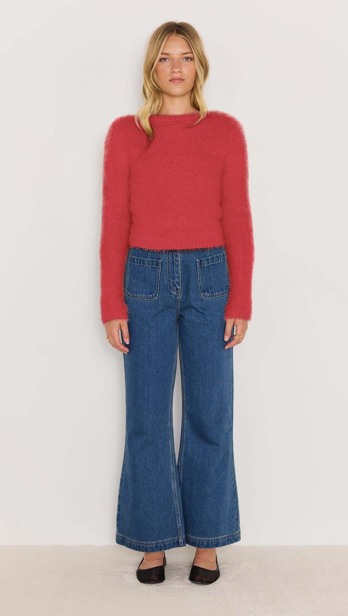 MinkPink Irena Fluffy Sweater - Red