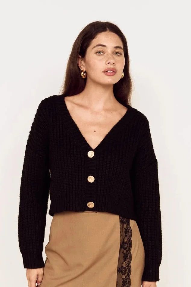 Mink Pink Lumen Crop Cardigan - Black