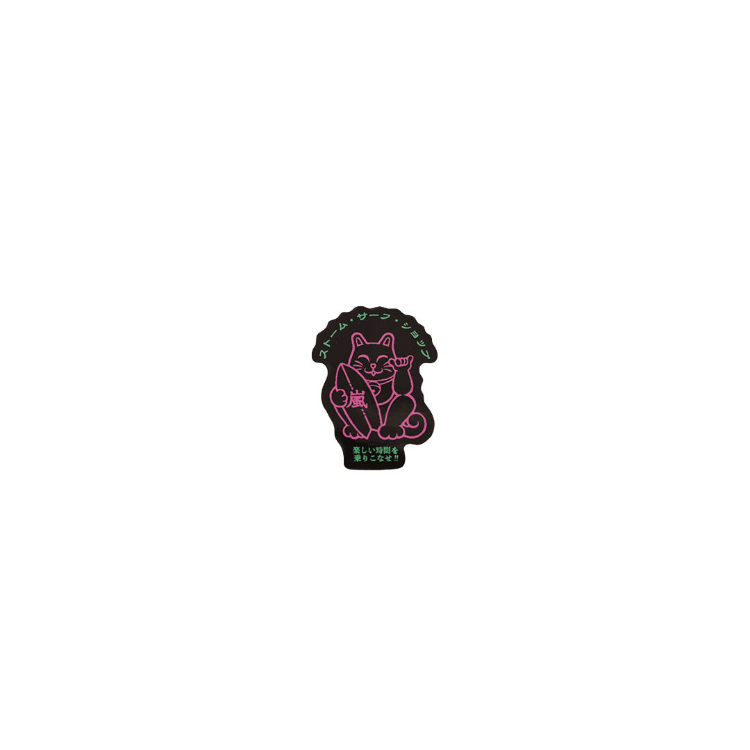 Storm Maneki-Neko Sticker - Black/Neon