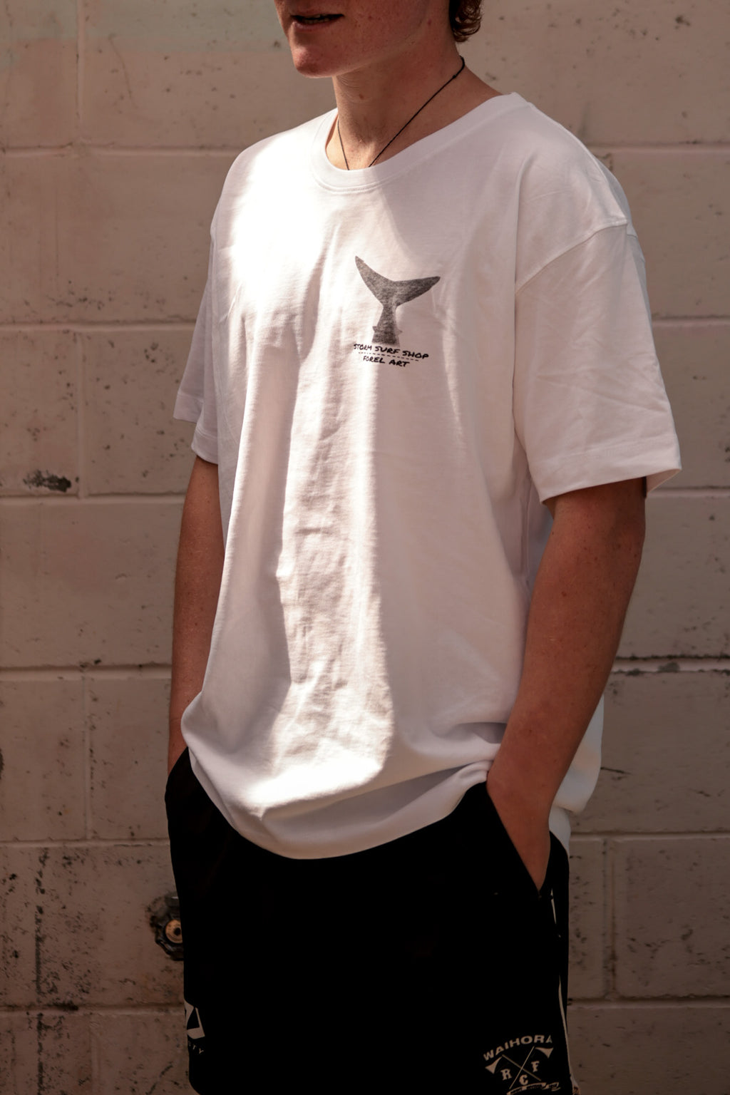 Storm Salmon Shark Tee - White