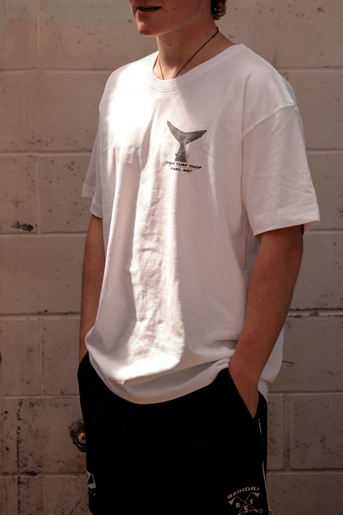 Storm Salmon Shark Tee - White