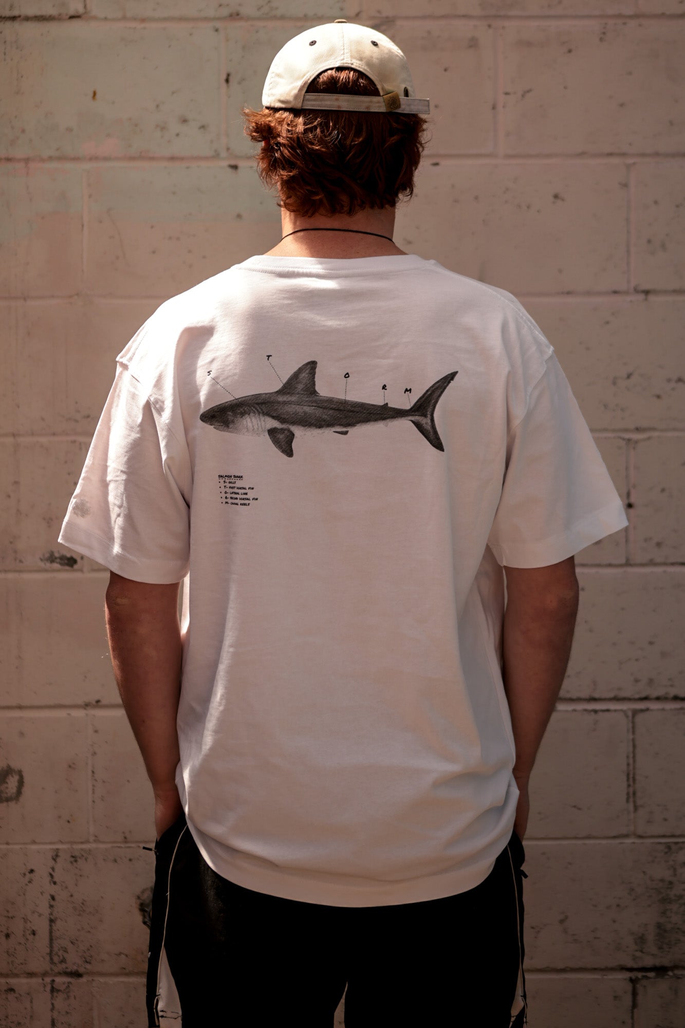 Storm Salmon Shark Tee - White