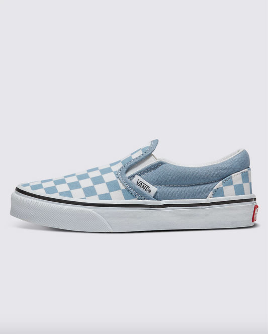 Vans Youth Old Skool V Dusty Blue Checkerboard