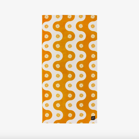 Slow Tide Botanical Waves Towel - Mustard