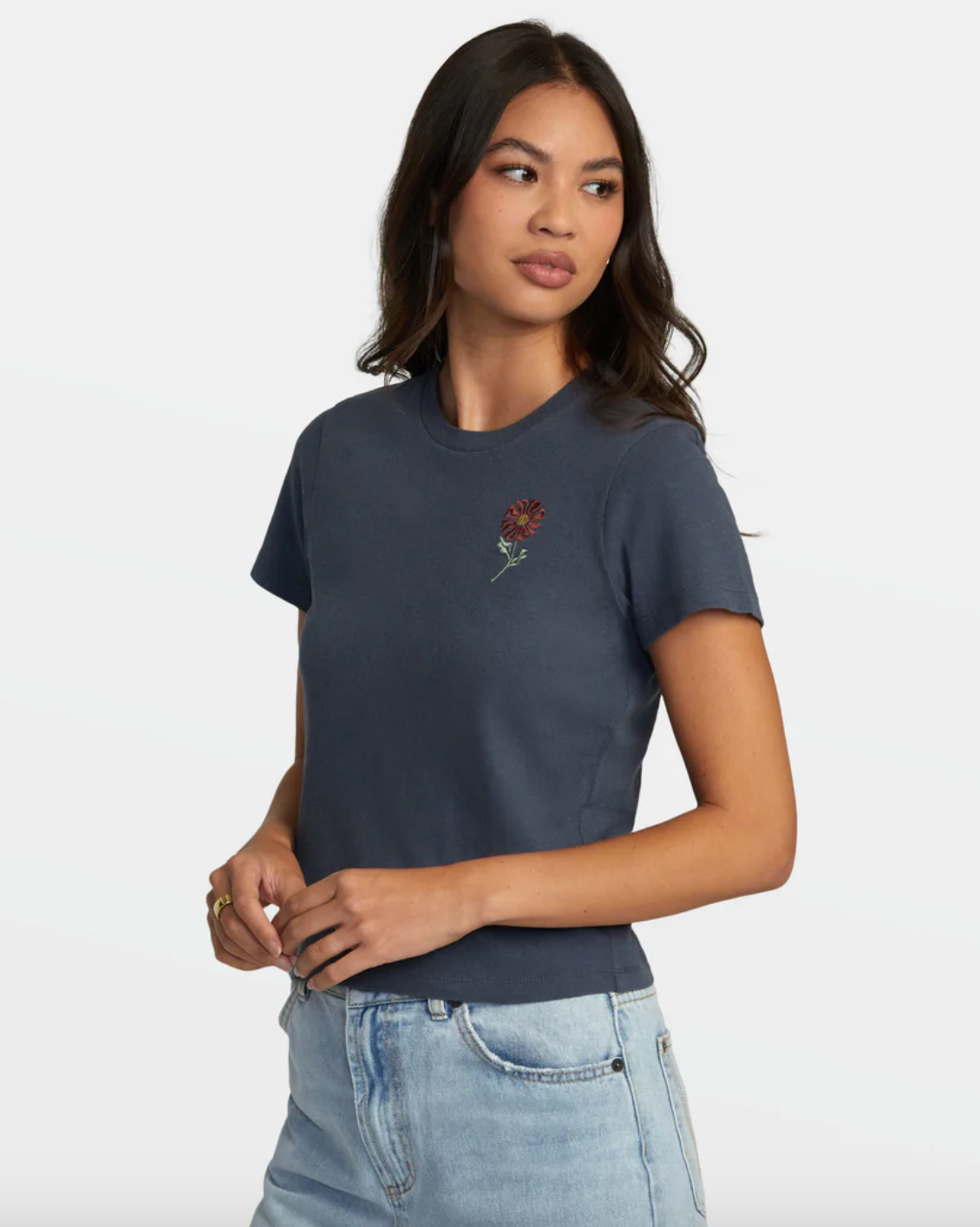 RVCA Womens Flower Tee - Outer Space